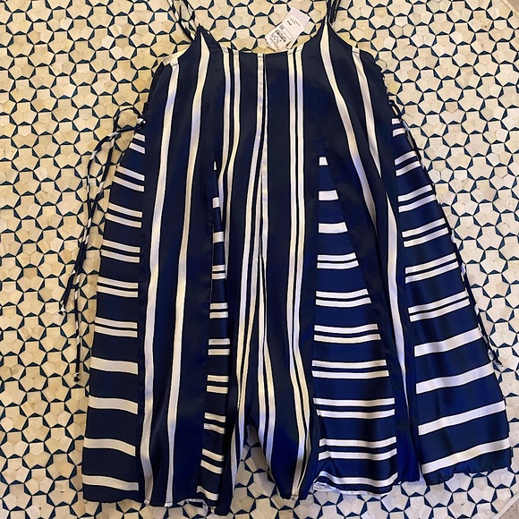 Philosophy Blue and White Striped Romper Tie Up Sides size XS NWT - Picture 6 of 7